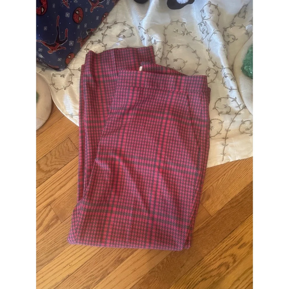 Nordstrom 1901 Women’s Red Plaid Dress Pants Size [X] Tartan Check Straight - Picture 2 of 5